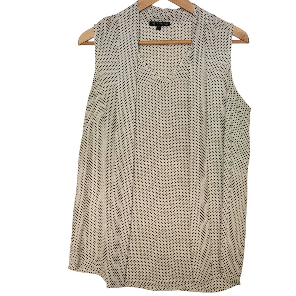 Adrianna Papell black and white polka dot sleeveless top Size M